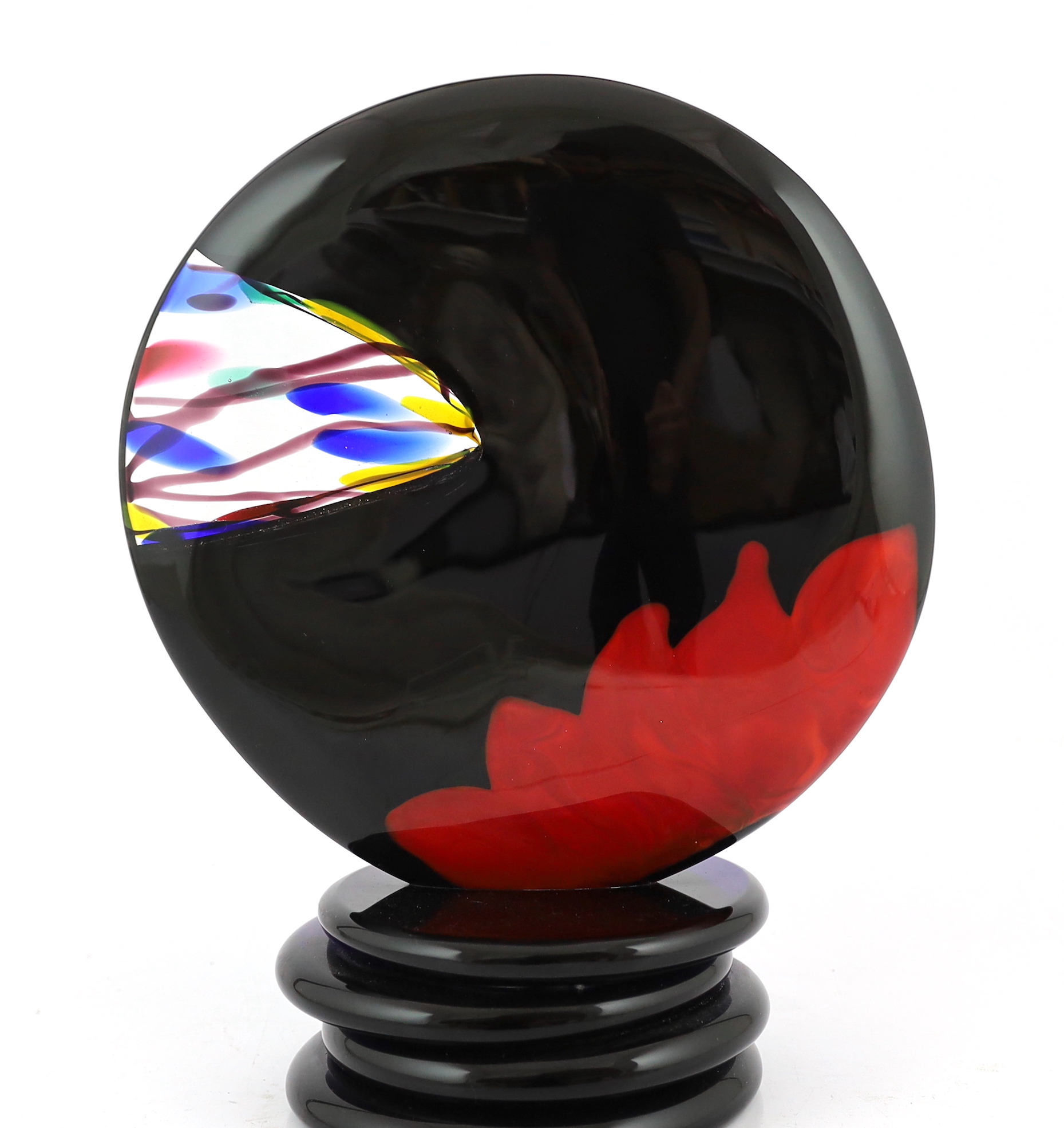 Pierpaolo Seguso, a set of three Murano disc shaped art glass sculptures